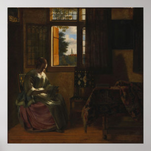 Poster De Hooch - Mulher Lendo Uma Carta 1664