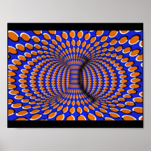 Poster de ilusão óptica 3D laranja e azul