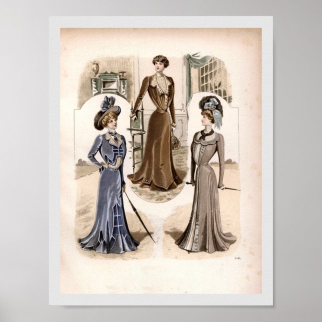 Poster de Ilustração da Moda Edwardian Glam Vintag (Frente)