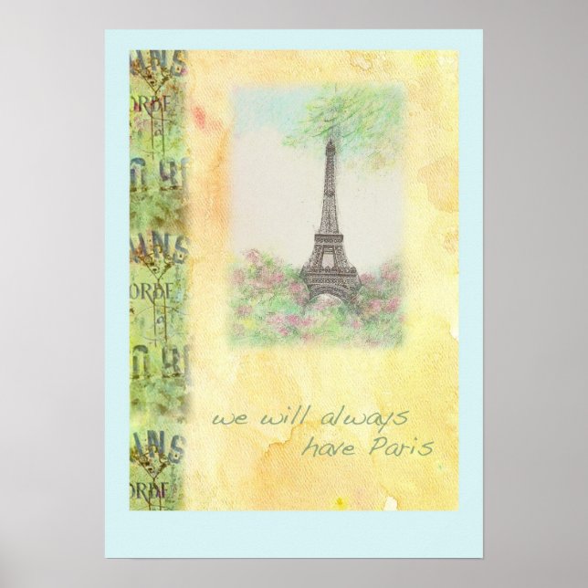 Poster de ilustração da Torre Eiffel de Paris (Frente)