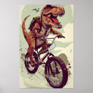Poster de Ilustração de Bike do Dinossaur