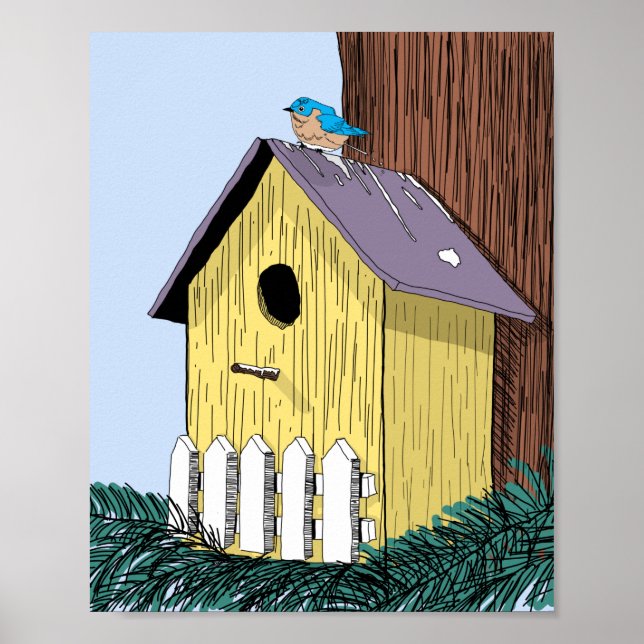 Poster de Ilustração de Birdhouse (Frente)