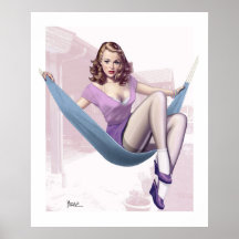 Poster de Ilustração de Rapariga Pin-Up