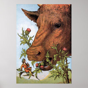 Póster De "ilustração do polegar Tom e da vaca"