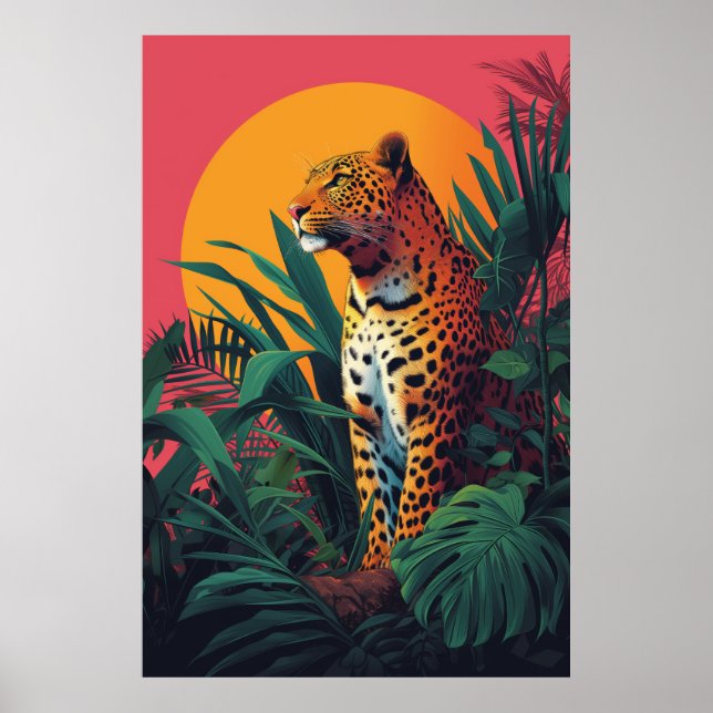 Poster de Ilustração do Vetor Leopardo Incrível (Frente)