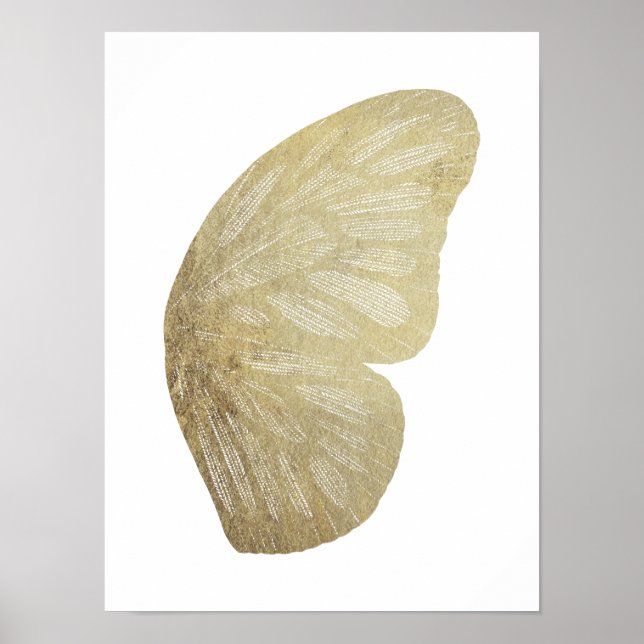 Poster de Ilustração Dourada de Asas de Borboleta (Frente)