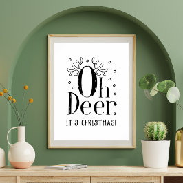 Poster de ilustração engraçada do veado de Natal