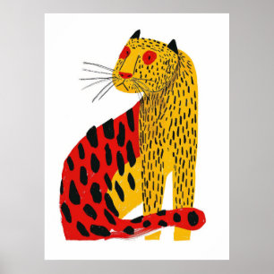 Poster de Ilustração Jaguar Bonita - Estilo AR 34