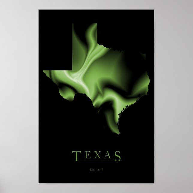 Poster de Imagem de Mapa do Estado do Texas (Frente)
