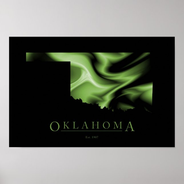 Poster de Imagem do Mapa do Estado de Oklahoma (Frente)