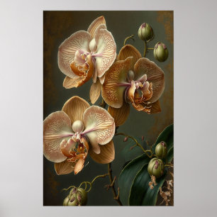 Poster de Impressão das Flores de Orquídea Branca