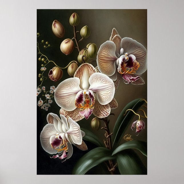 Poster de Impressão de Arte com Orquídea Branca (Frente)