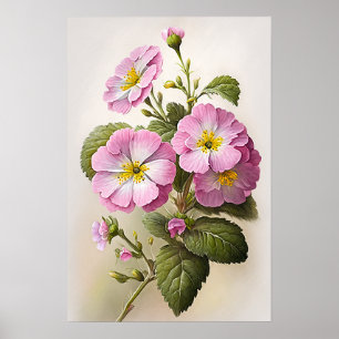 Poster de Impressão de Arte das Flores de Primrose