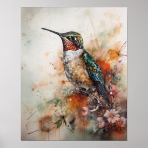 Poster de Impressão de Arte de Aves E Flores