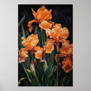Pôster de Impressão de Arte de Flor de Íris Laranj
