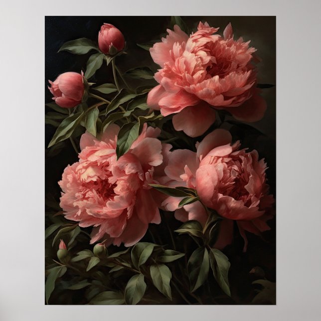Pôster de Impressão de Arte de Flores de Peônia Ro (Frente)