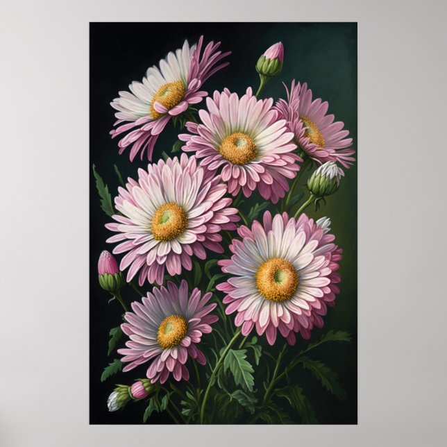 Poster de Impressão de Arte de Flower Inglês Rosa (Frente)