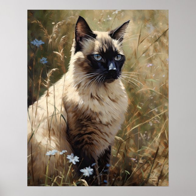 Poster de Impressão de arte de gato balinês (Frente)