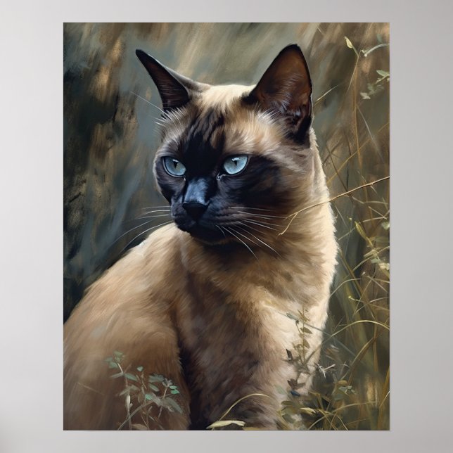 Poster de Impressão de arte de gato birmanês (Frente)