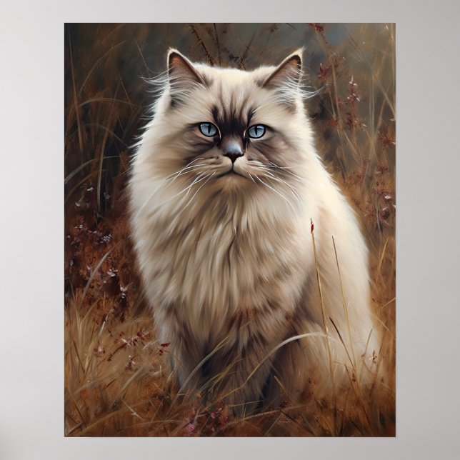 Poster de Impressão de Arte de Gato de Himalaia (Frente)