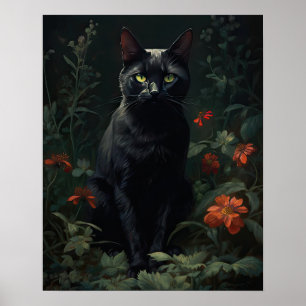 Poster de Impressão de Arte de Gato Negro