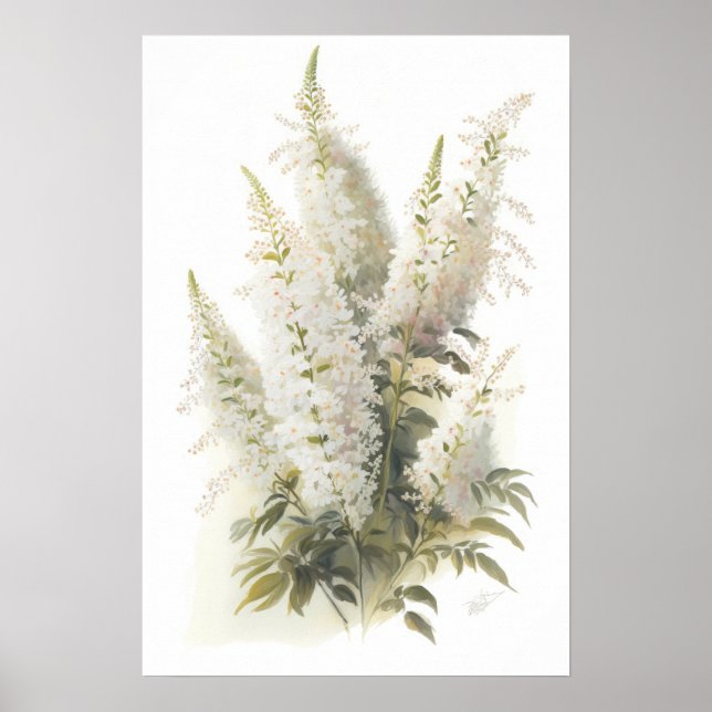 Poster de Impressão de Arte Flor Branco Astilável (Frente)