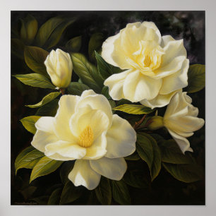 Poster de Impressão de Flor de Gardenias Amarelas