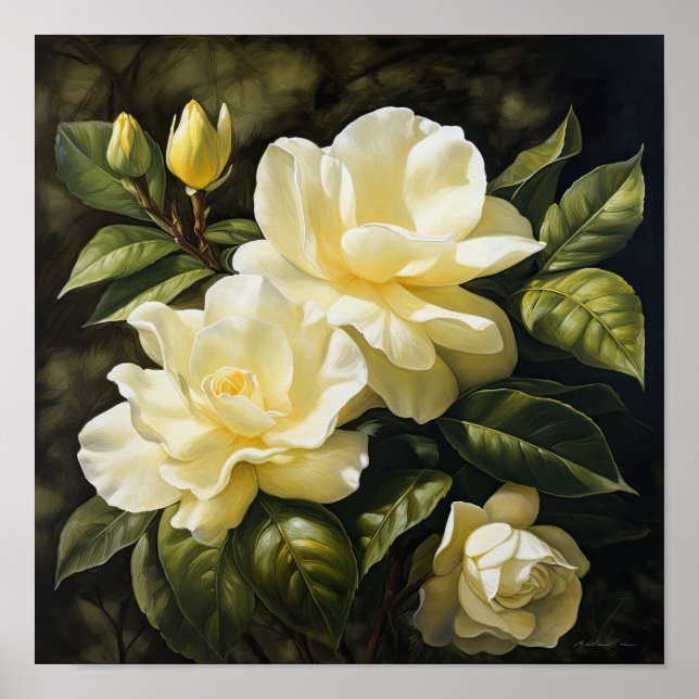 Poster de Impressão de Flor de Gardenias Amarelas (Frente)
