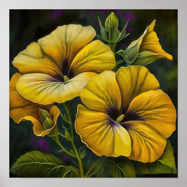 Poster de Impressão de Flor de Petunias Amarelas (Frente)