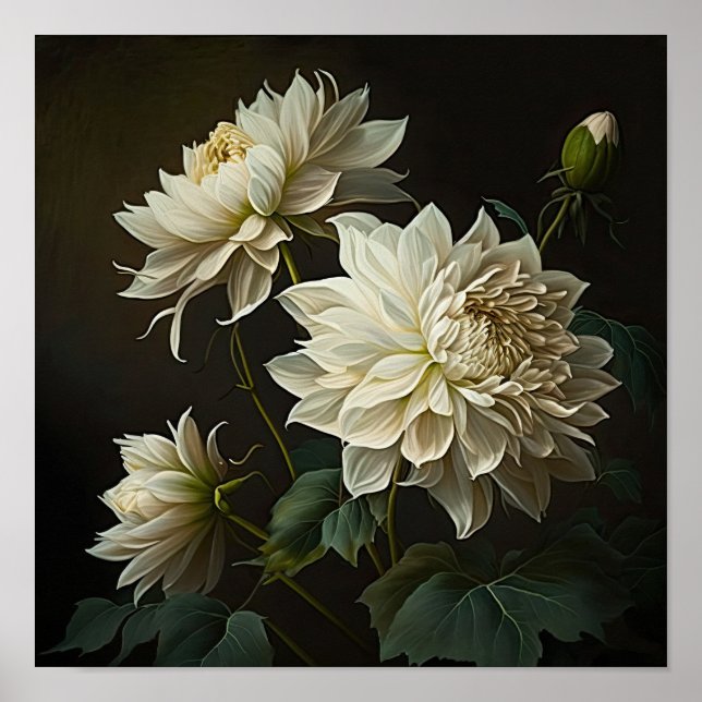 Poster de Impressão de Flores Brancas (Frente)