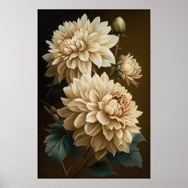 Poster de Impressão de Flores Brancas (Frente)