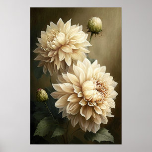 Poster de Impressão de Flores Brancas