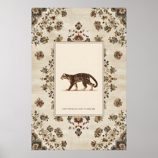 Pôster de impressão de Leopardo nebuloso andando N (Frente)
