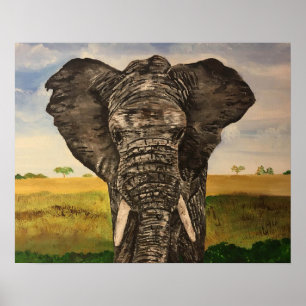 Poster de Impressão de pintura de elefante african