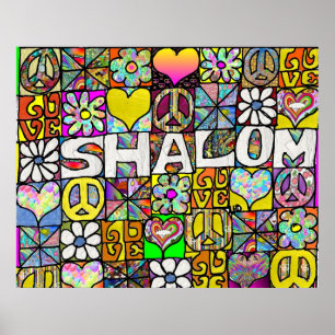 Poster de Impressão de Shalom Psicodélico dos 60 a