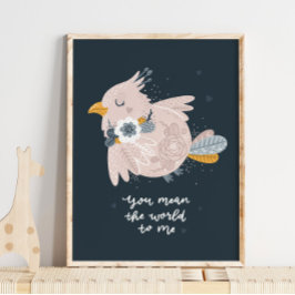 Poster de infantaria rosa-pássaro-rosado | Baby Bi