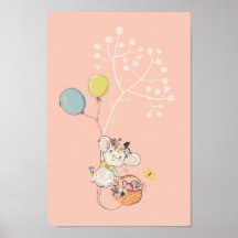 poster de infantário rosa-bebê - ratinho fofo