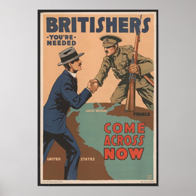 Poster de Inscrição Britânica Vintage (Frente)