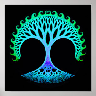 Poster de Inspiração de Árvore Fractal da Vida