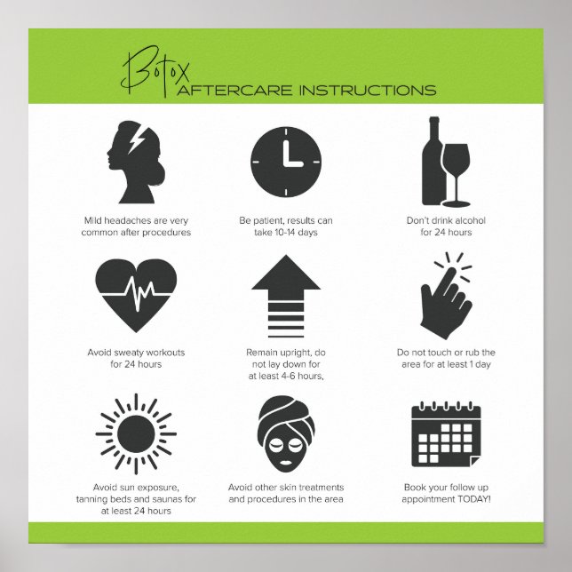 Poster de Instrução de Pós-Cuidados Botox (Frente)