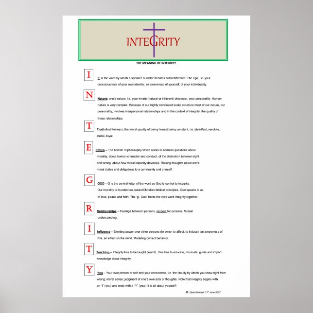 POSTER DE INTEGRIDADE (Frente)