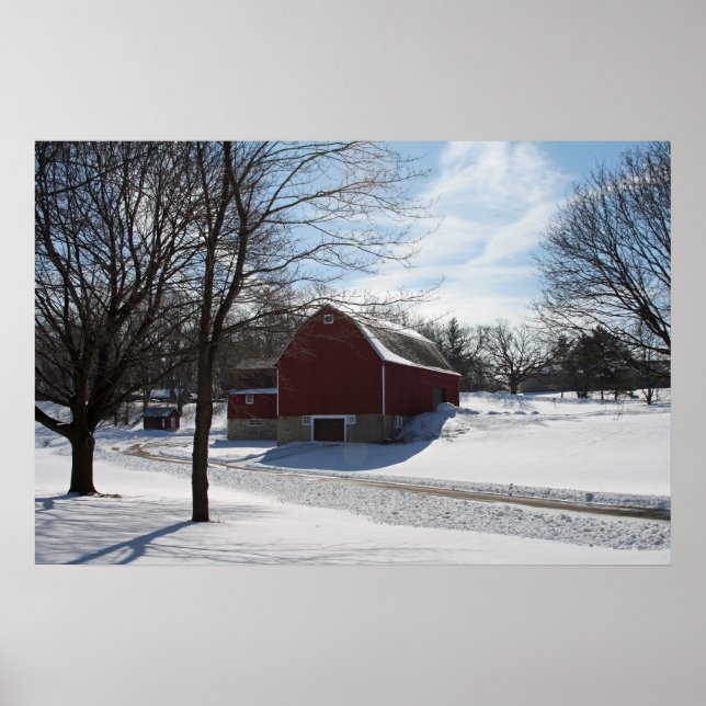 Poster de inverno Barn (Frente)