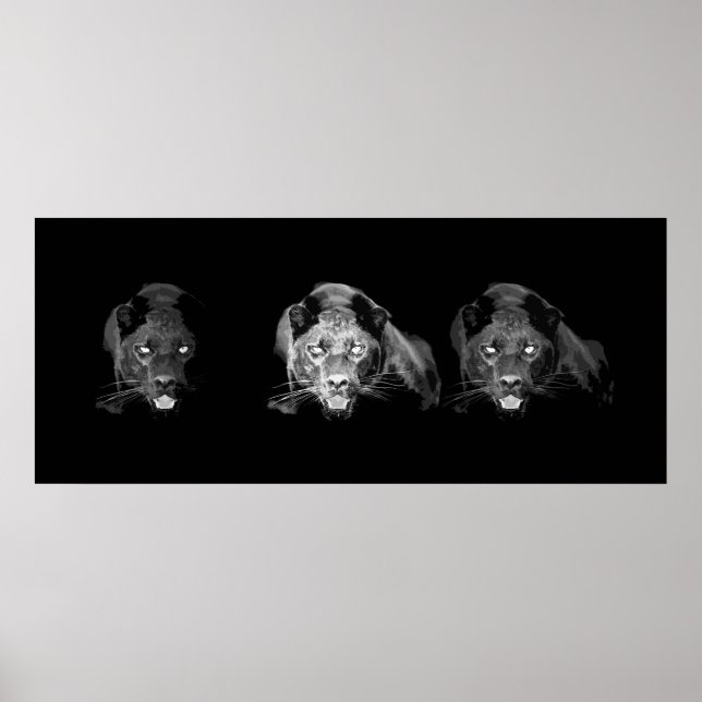 Poster de Jaguar Preto e Branco (Frente)