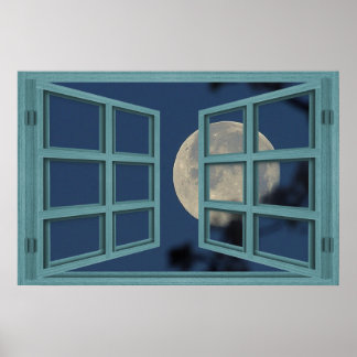 Poster de janela aberta verde de 6 painéis de luz