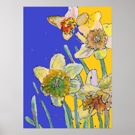 Poster de Jardim Azul Marinho Amarelo