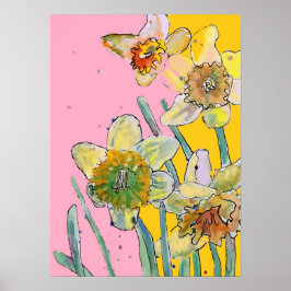 Poster de Jardim de Flor Amarelo-Cor-de-Rosa