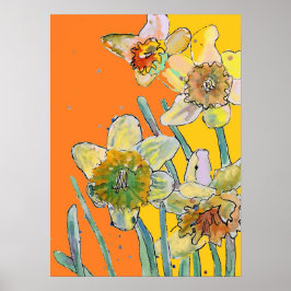 Poster de Jardim de Flores Amarelo-Analado