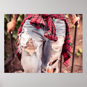 Poster de Jeans de de tatuagem e de