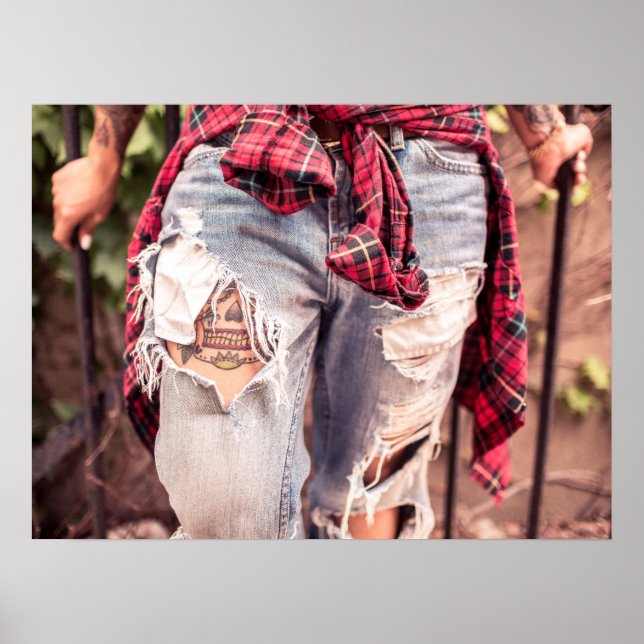 Poster de Jeans de de tatuagem e de (Frente)