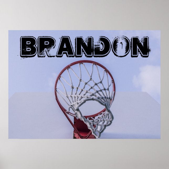 Poster de Jogador de Basquete de Texto Personaliza (Frente)